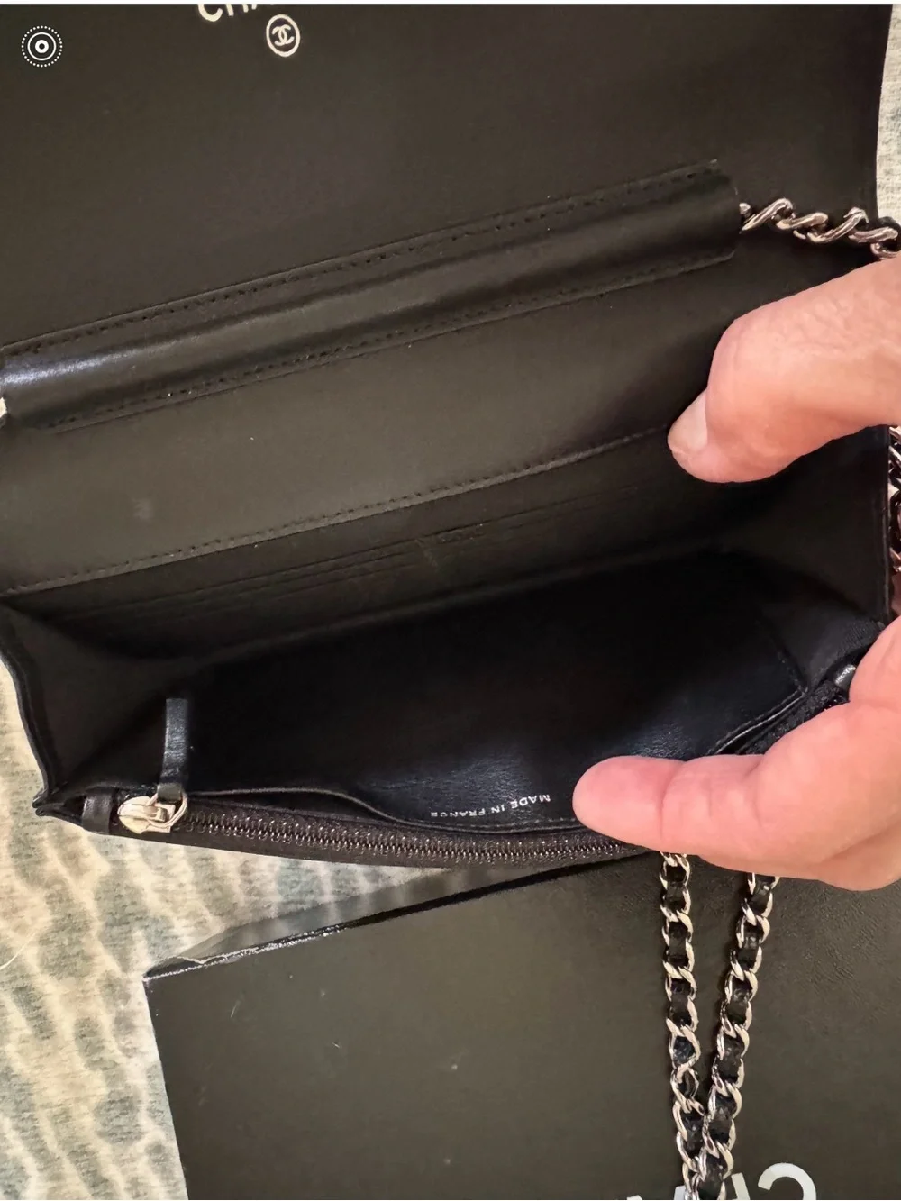 CHANEL Black Caviar Leather CC Flap Shoulder Bag with Silver Chain